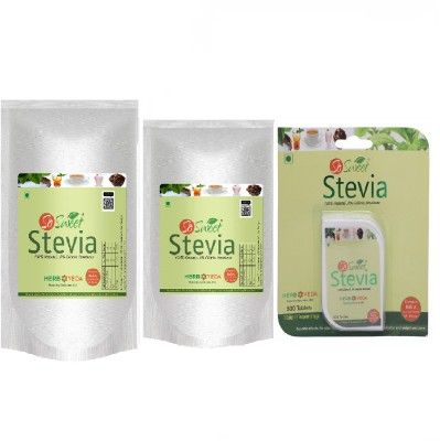 SO SWEET Stevia Combo (1kg, 250gm, 500Tablets) Zero Calorie Natural Sweetener(1.32 kg, Pack of 3)