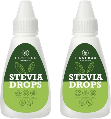 First Bud Organics Stevia Drops Pure Stevia Leaf Extract, No Bitter Aftertaste, Sugar Substitute Sweetener(20 ml, Pack of 2)