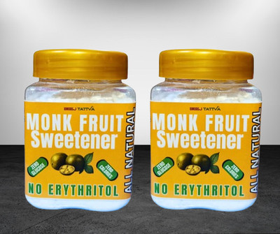Beej Tattva Monk Fruit Extract | 2 × 100g Jars | Zero Calorie Sweetener Sweetener(200 g, Pack of 2)