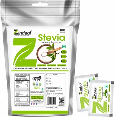 Zindagi Stevia Powder Sachets |Sugarfree Natural Stevia Leaves Extract| Sweetener(100 g)