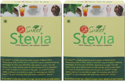 SO SWEET Stevia Sachets 50 Sachets Each Sugarfree Zero Calorie Natural Sweetener(100 g, Pack of 2)