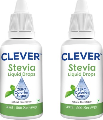 Clever Stevia Liquid Drops Natural Zero Calories Zero Carbs Sugar Substitute Pack of 1 Sweetener(30 ml, Pack of 2)