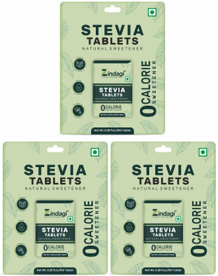 Zindagi Stevia Tablets | Zero Calorie Sweetener| sugar substitute|100 Tablets| Sweetener(50 g, Pack of 3)