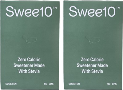 Swee10 Stevia Sugar (2x90g) | Sugar Free | Non-GMO | Zero Calorie Sugar Substitute Sweetener(180 g, Pack of 2)