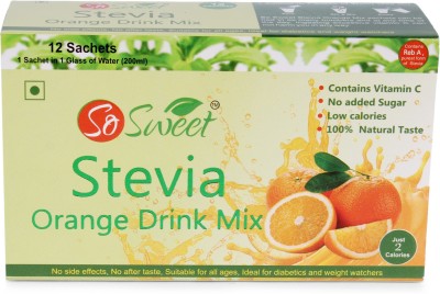 SO SWEET Stevia Sugar Free Orange Drink Mix - 12 Sachet With Vitamin C - Sweetener(12 Sachet)