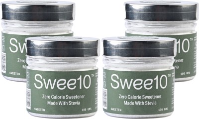 Swee10 Stevia Sugar (4x100g) | Sugar Free | Non-GMO | Zero Calorie Sugar Substitute Sweetener(400 g, Pack of 4)
