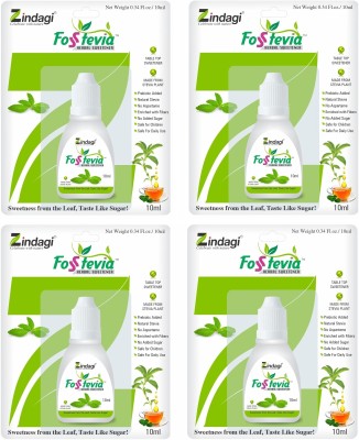 Zindagi FosStevia Sugarfree Liquid | Pure Stevia Extract Drops | Vegan Friendly Sweetener(40 ml, Pack of 4)