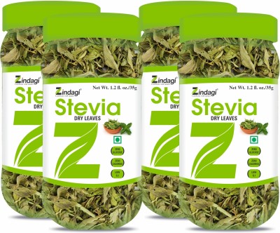 Zindagi Dry Stevia Leaves | Natural Sugarfree Substitute | stevia extract| Sweetener(140 g, Pack of 4)