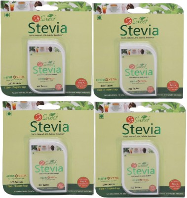 SO SWEET Stevia Tablets 200 Sugar Free Natural Zero Calorie Sweetener Sweetener(400 g, Pack of 4)