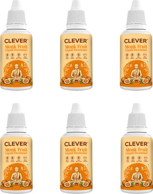 Clever Monk fruit Liquid Drops – Natural Zero-Calorie Sugar Substitute Sweetener(30 ml, Pack of 6)
