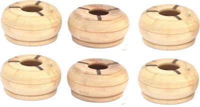 Real Craft Wooden Handmade Round Ashtray | for Ash Holder Box Cases | Suitable for Home, Office, Bar, Restaurant and Guest House | Shape Height-5.5 cm and Width- 9.5 cm,| Set Of 6 Beige Wood Ashtray(Pack of 6)