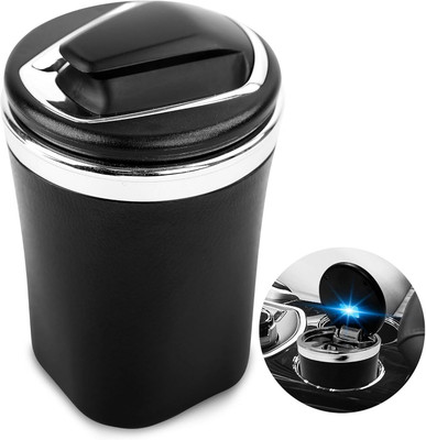 Srikrishna Car Ashtray Black Matte Portable Anti-Slip Rubber with LED Light for BMW Black Plastic Ashtray(Pack of 1)