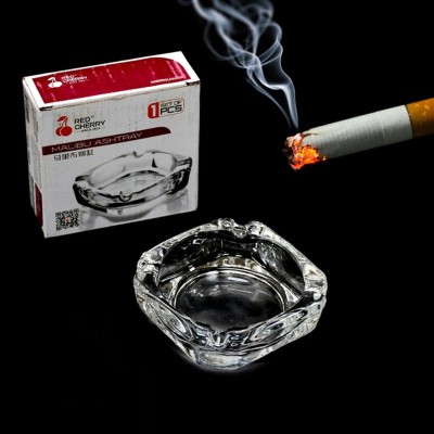 DeoDap Glass Brunswick Crystal Quality Cigar Cigarette Ashtray Round Tabletop for Home Clear Glass Ashtray(Pack of 1)