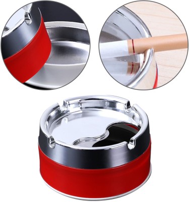 Shivarth Plastic Stainless Steel Cigarette Ashtray Smoking for Home Office Car Red Stainless Steel, Plastic Ashtray(Pack of 1)