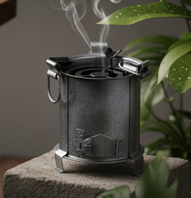 Charming Nest Decorative Angeethi Design Black Metal Ashtray | Perfect for Home & Café Décor Black Iron Ashtray(Pack of 1)