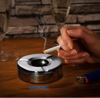Matking Silver Stainless Steel Ashtray