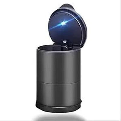 DECORATION DESWAL Car Ashtray with Lid and LED Light–Portable Smokeless Ashtray for Car Cup Holder Black Plastic Ashtray(Pack of 1)