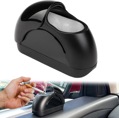 SUICUNE Car Ashtray with Lid – Windproof Portable Smoking Tray for Car, Office or Home Black Plastic Ashtray(Pack of 1)