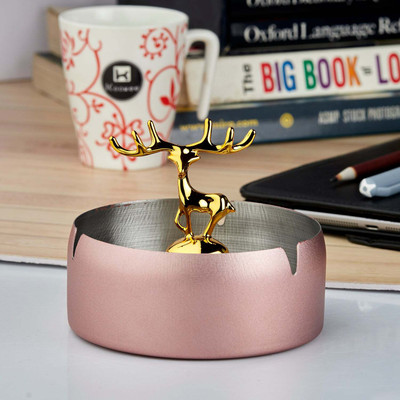 Kookee Stainless Steel Home Ash Tray Set for Cigarettes, X-Large Pink Aluminium Ashtray(Pack of 1)