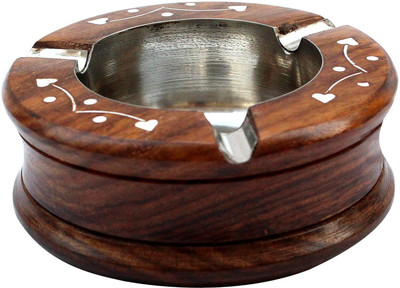 Shelter Handmade Wooden Cigarette Ashtray - Brown | Brown Wood, Steel Ashtray(Pack of 1)