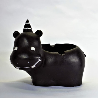 Inara Creation Hippo Ashtray Black Polyresin Ashtray(Pack of 1)