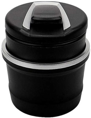DeoDap Portable Car Ashtray with Lid & Blue LED Light – Smoke-Free & Stylish Black Plastic Ashtray(Pack of 1)