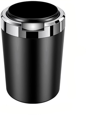 Ekhasa Nostrae 1pc Car Ashtray with LED Light, One-Click Open Lid, Large Capacity Black, Silver Plastic Ashtray(Pack of 1)
