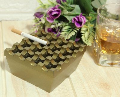 Puri Aluminium Cigar/Cigarette Ashtray,16 GRIDS, Windproof Tabletop, BRASS ANTIQUE Finish - HAND CRAFTED IN INDIA Multicolor Aluminium Ashtray(Pack of 1)