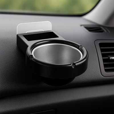 HomeHunt Wall Mounted Car Ashtray with Cigarette Holder – Detachable, Compact & Durable Black Stainless Steel, PP (Polypropylene) Ashtray(Pack of 1)
