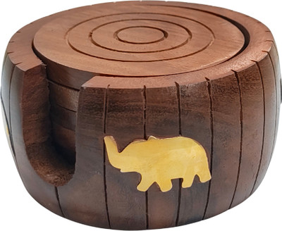 viDixn Round Wood Coaster(Pack of 6)