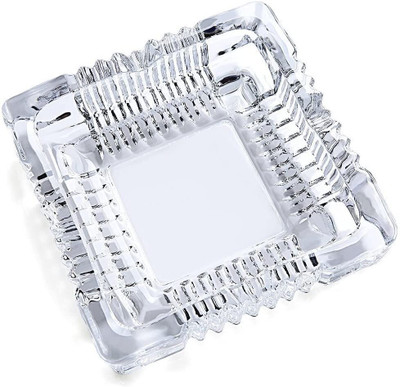 Riddhi Imperial Square Ashtray Glass Creative Personality Living Room Office Cafe Hotel Rooms Clear Glass Ashtray(Pack of 1)