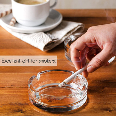 VVSS Ashtray for Cigarette ashtray Smoke Table Decorative Clear Glass Ashtray Clear Glass Ashtray(Pack of 1)