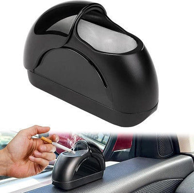 Vishbin Car Ashtray, Windproof Car Door Automotive Ashtray Black Plastic Ashtray(Pack of 1)