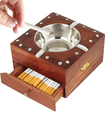 SWH Ash1 Brown Wood Ashtray(Pack of 1)