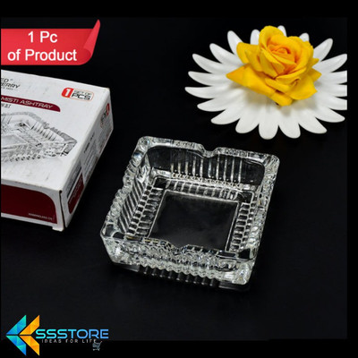 SSSTORE Clear Glass Ashtray(Pack of 1)