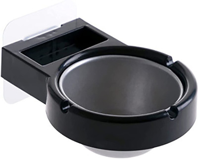 Lucacci Self Adhesive Wall-Mounted Ashtray for Bathroom Toilet Hotel (Black) Black Stainless Steel, Plastic Ashtray(Pack of 1)