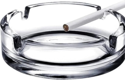 RKPL Modern Ashtray for Cigarettes Pack of 1 Clear Glass Ashtray(Pack of 1)