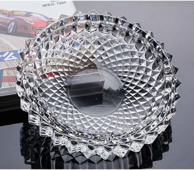 ViaZAID Round Crystal Glass Smoking Ashtray Clear Glass Ashtray(Pack of 1)