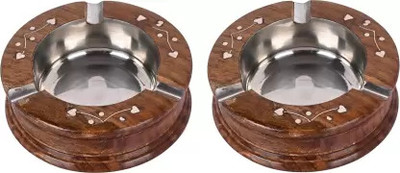 RAJDEEP COLLECTION Brown Wood Ashtray(Pack of 2)