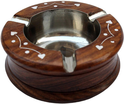 Way of life Handmade Wooden Cigarette Ashtray - Brown | Brown Wood, Steel Ashtray(Pack of 1)