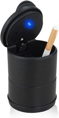 Campark Car Cigarette Ashtray Portable Car Vehicle Travel Ashtray Cinder Ash Holder Cup with LED Light Lamp Display Black Gift Black Plastic Ashtray(Pack of 1)