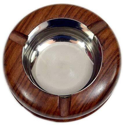 CRAFTSEXPORT Beautiful Decorative Antique Wooden Ash Tray (Home Decor Made with Rosewood Brown Wood Ashtray(Pack of 1)