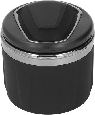 carfrill Stainless Steel Car Cigarette Ashtray with Blue LED Light, Smokeless Vehicle Black Ceramic Ashtray(Pack of 1)
