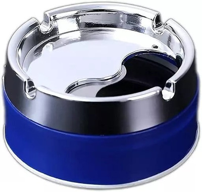 navjai Ashtray for Cigarette Steel Ash Holder Tray with Lid for Home, Office and Bar Multicolor Plastic Ashtray(Pack of 2)