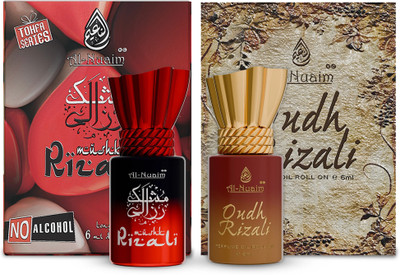 Al-Nuaim Mushk Rizali & Oudh Rizali Attar - Pack of 2 (6ml Each) Floral Attar(Oud (agarwood))