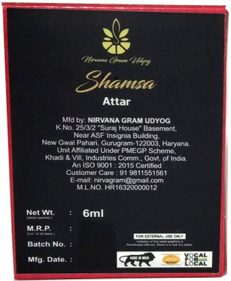 NIRVANA GRAM UDYOG ATTAR SHAMSA 6ML PACK OF 1 Herbal Attar(Floral, Sandalwood, Woody)