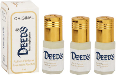 Almas Deeds Roll On Attar Perfume (Pack Of 3) 3ml Bottol For Unisex, Fresh Floral Attar(Musk)