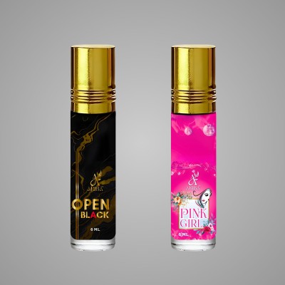 Ariba Open Black & Pink Girl Pack 2 For Men & Women, No Alcohol, Long-Lasting Floral Attar(Gold Musk, Fruity, Floral, Musk)