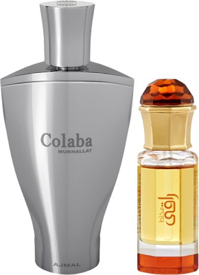 Ajmal Colaba Mukhallat Concentrated Perfume Oil Floral Oriental Alcohol-free Attar 14ml for Unisex and Mukhallat Raaqi Concentrated Perfume Oil Floral Fruity Alcohol-free Attar 10ml for Unisex + 2 Parfum Testers FREE Floral Attar(Floral)