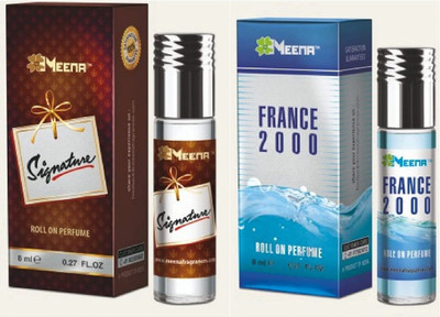 MEENA Signature & France 2000 8 Ml Roll-On Combo Pack Herbal Attar(Natural)